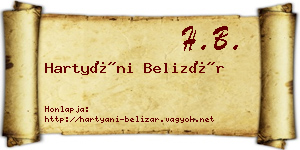Hartyáni Belizár névjegykártya